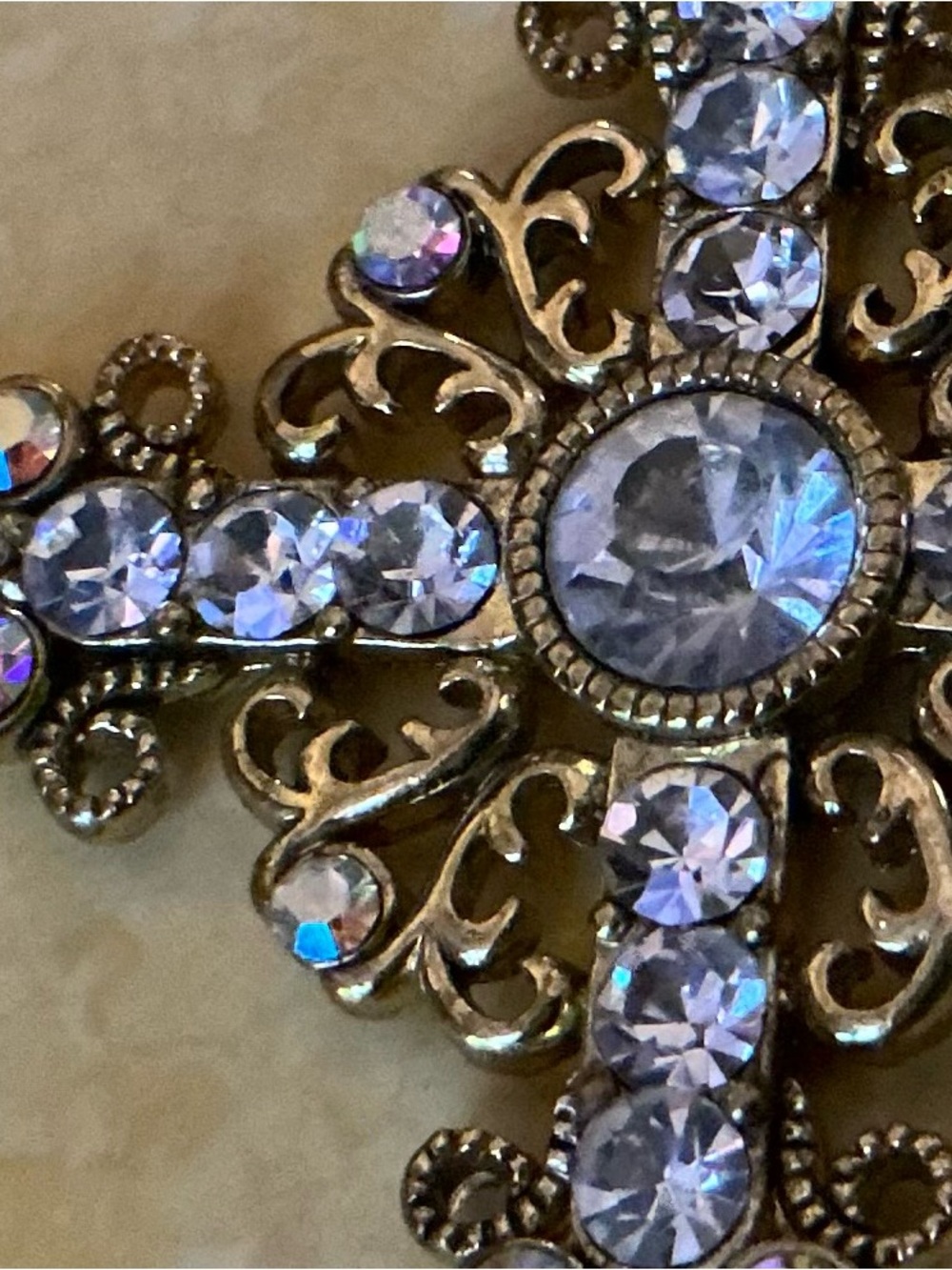 Baroque Style Christian Cross Embellished AB Rhinestones Beaded Necklace Gothic